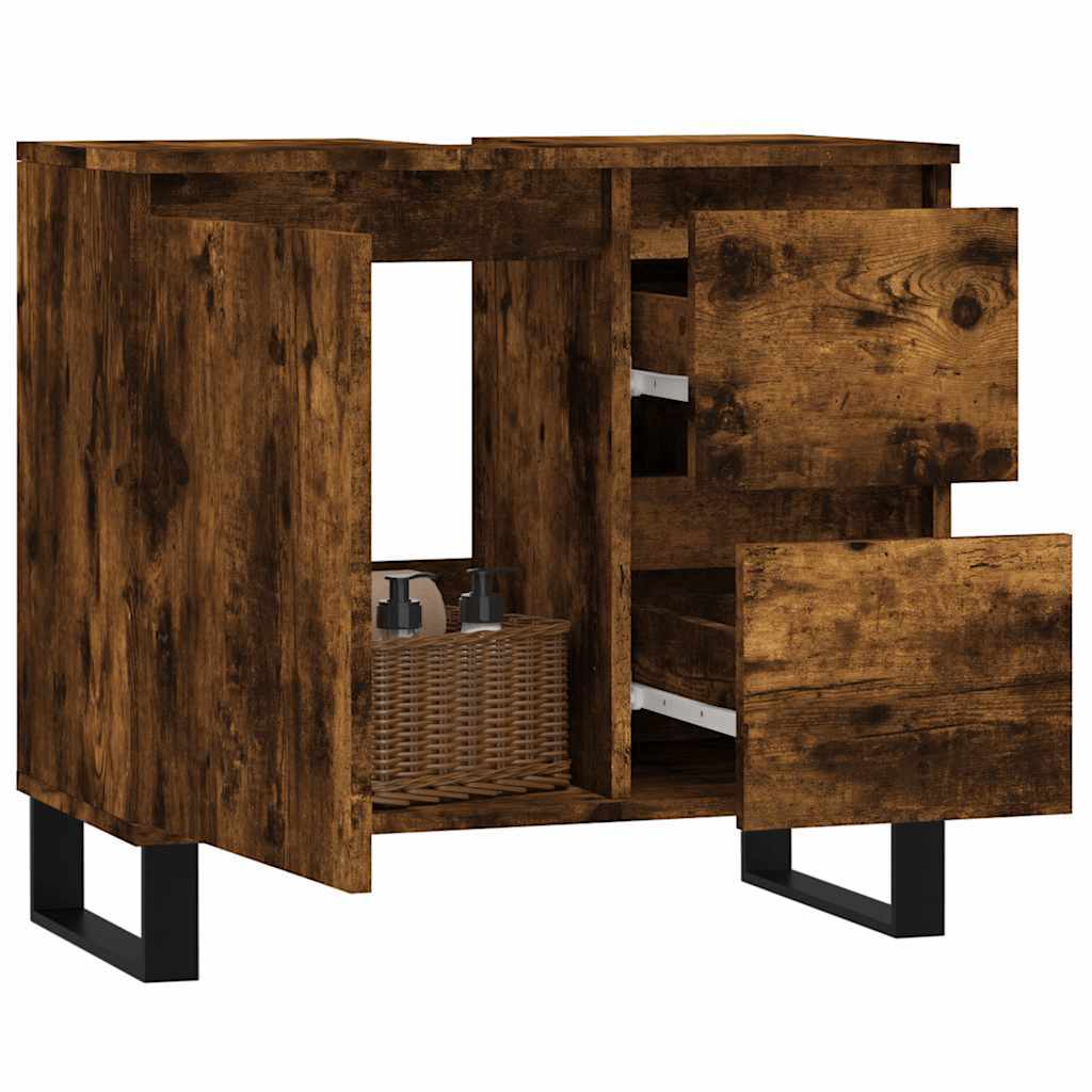 Dulap de baie, stejar afumat, 65x33x60 cm, lemn prelucrat