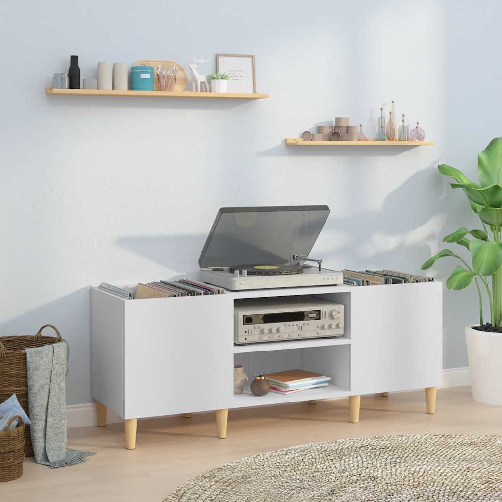 Dulap pentru discuri, alb, 121x38x48 cm, lemn stratificat