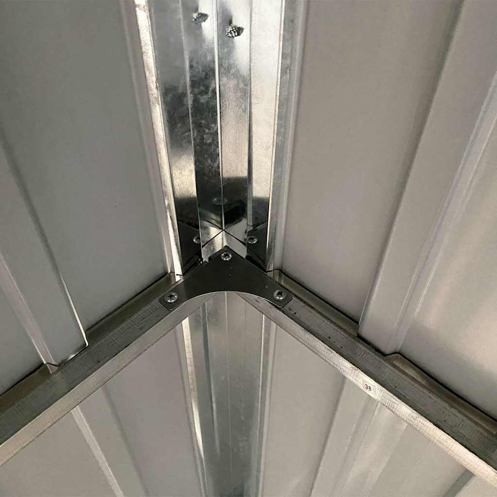 Șopron de grădină cu acoperiș extins, gri deschis, 277x107x181 cm, oțel