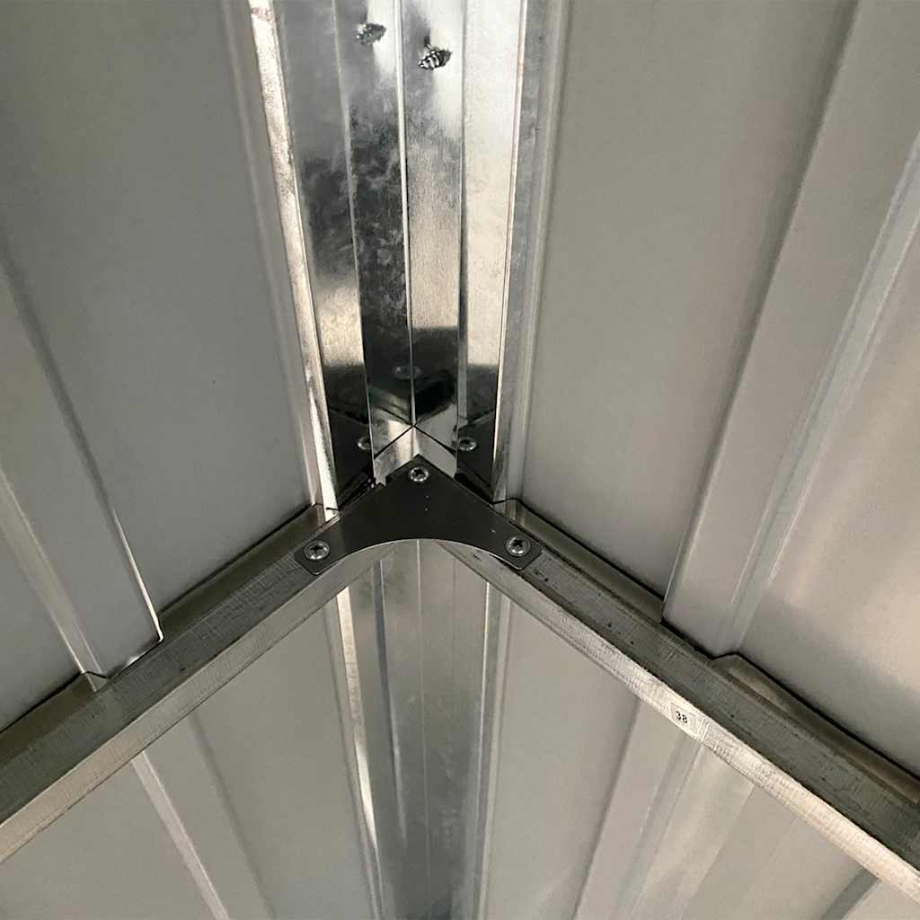 Șopron grădină, acoperiș extins, maro, 277x107x181 cm, oțel