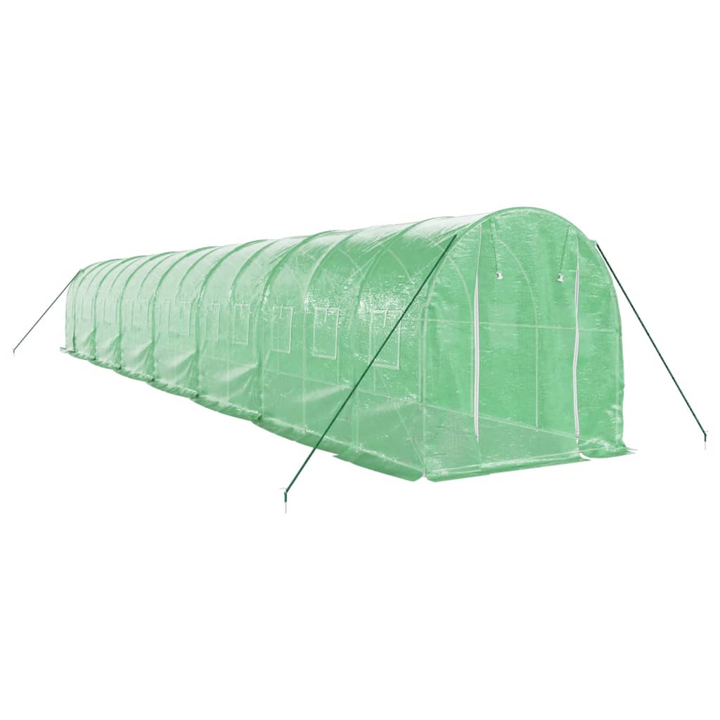 Seră cu cadru din oțel, verde, 28 m², 14x2x2 m