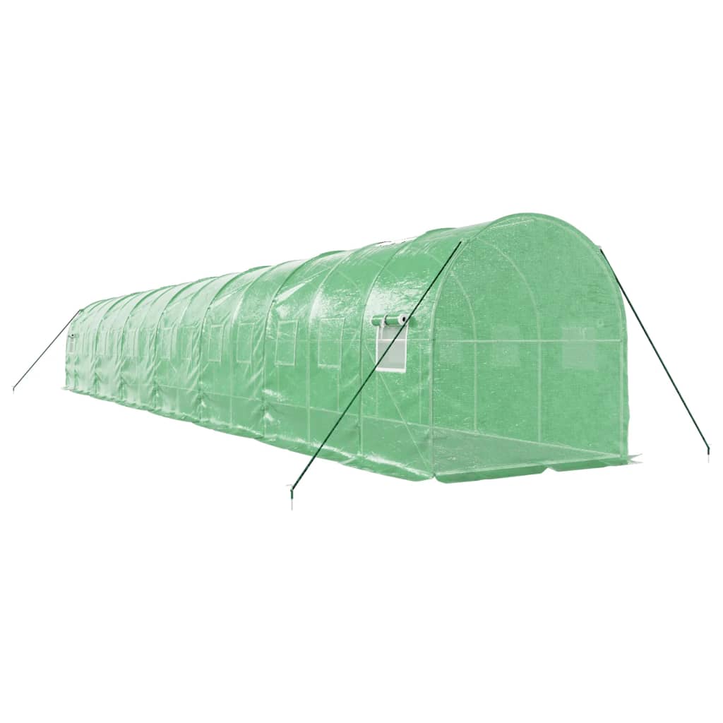 Seră cu cadru din oțel, verde, 28 m², 14x2x2 m