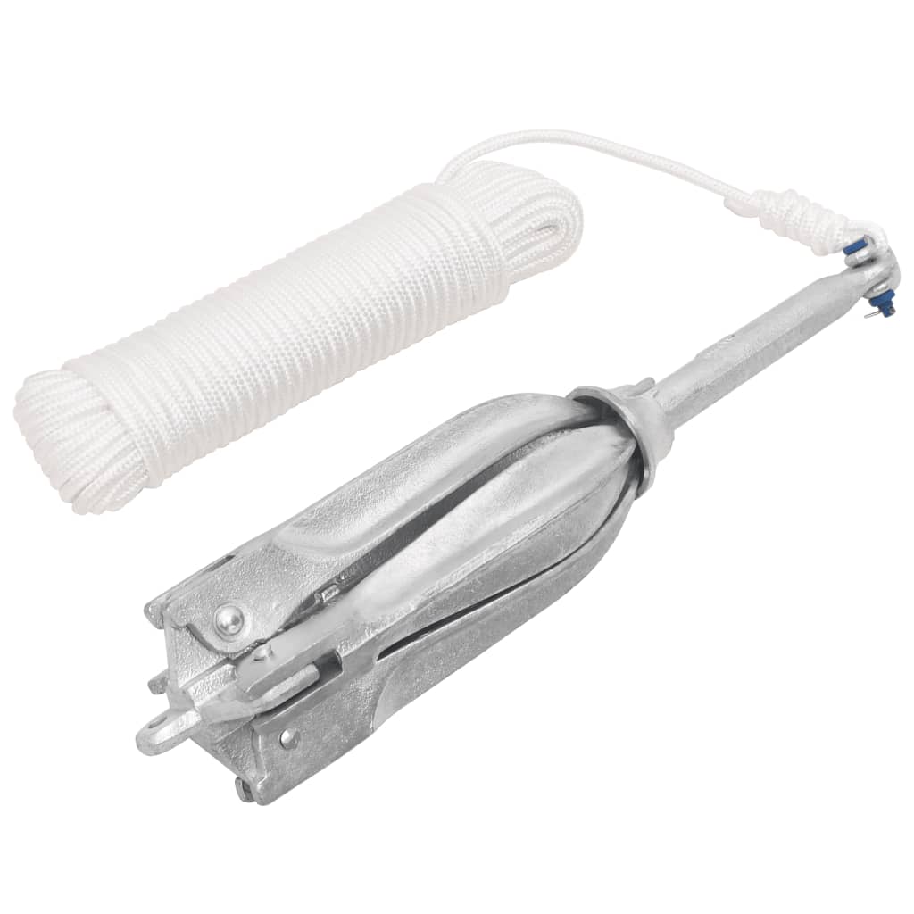 Ancoră pliabilă cu funie, 12 kg, fontă galvanizată la cald