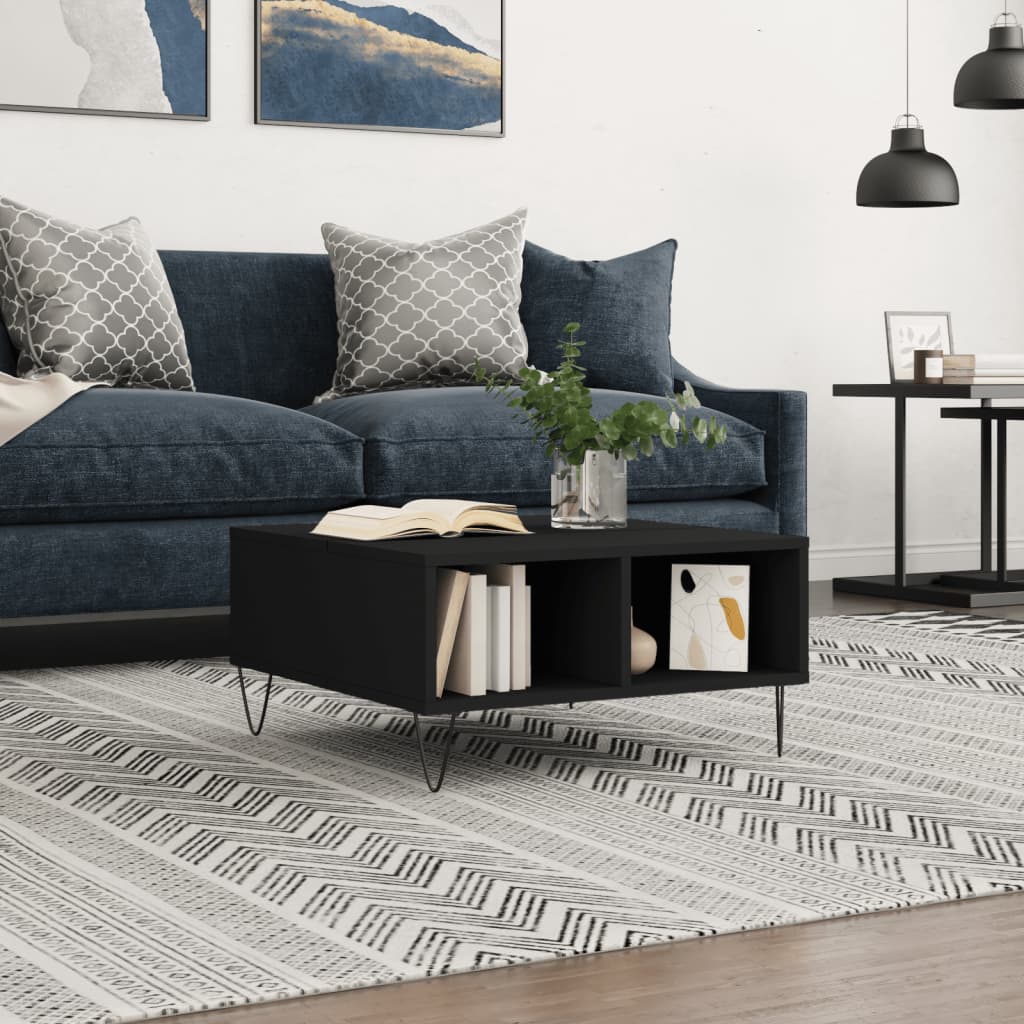 Masă de cafea, negru, 60x60x30 cm, lemn compozit