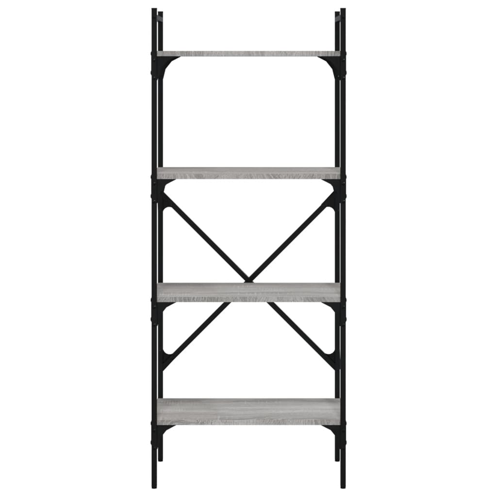 Bibliotecă cu 4 niveluri, gri sonoma, 56x31,5x138,5 cm, lemn