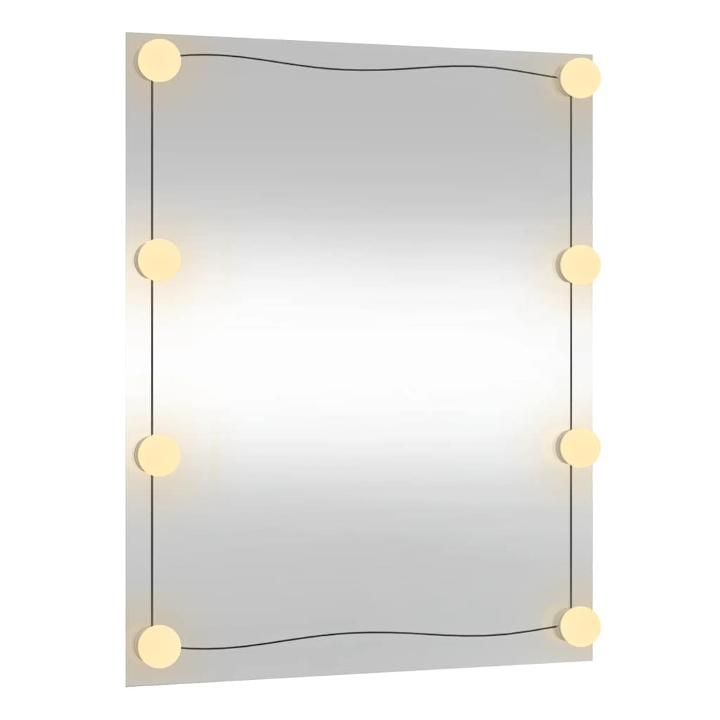 Oglindă de perete cu lumini LED 50x60 cm sticlă dreptunghiular