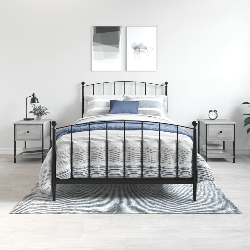 Noptiere, 2 buc., gri sonoma, 34x35,5x45 cm, lemn compozit