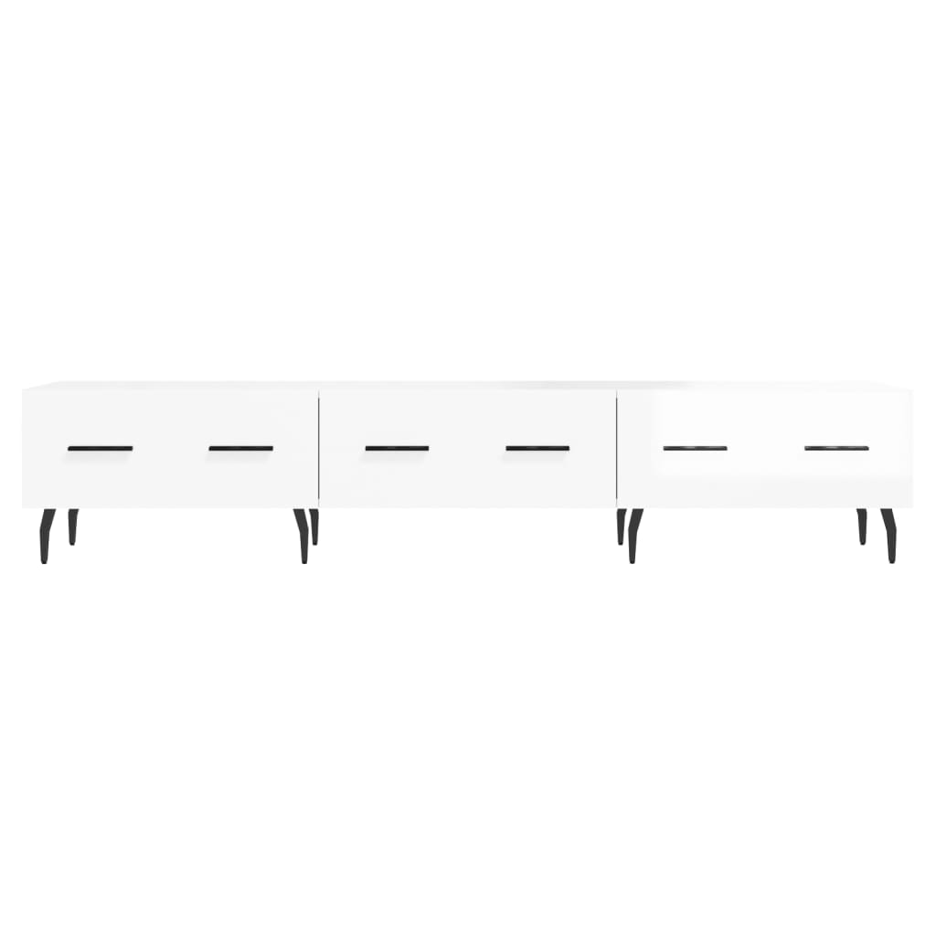 Comodă TV, alb extralucios, 150x36x30 cm, lemn prelucrat