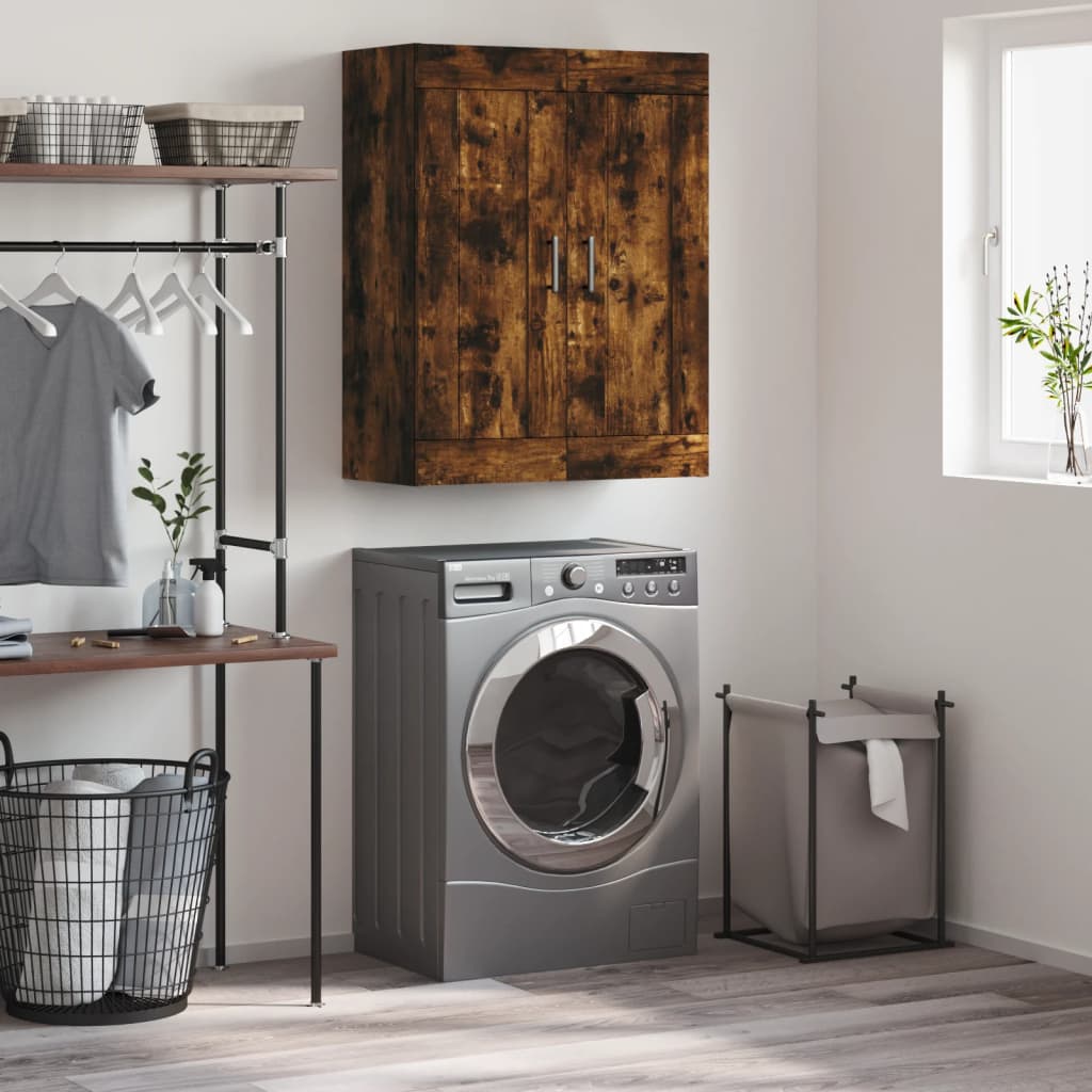 Dulap pe perete, stejar afumat, 69,5x34x90 cm, lemn prelucrat