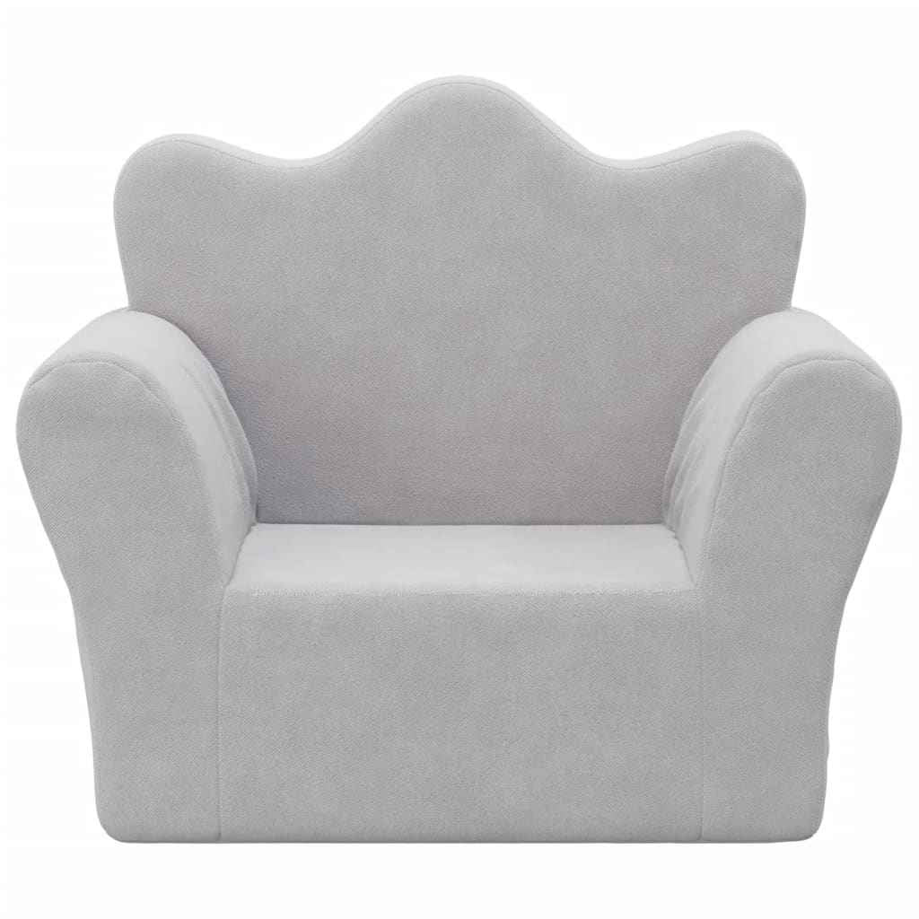 Canapea pentru copii, gri deschis, pluș moale