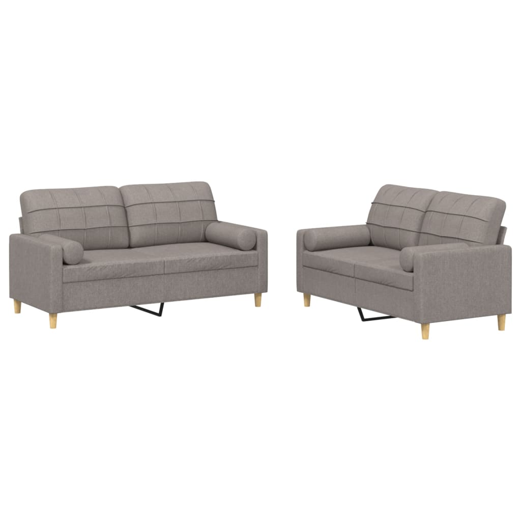 Set de canapele cu perne, 2 piese, gri taupe, textil