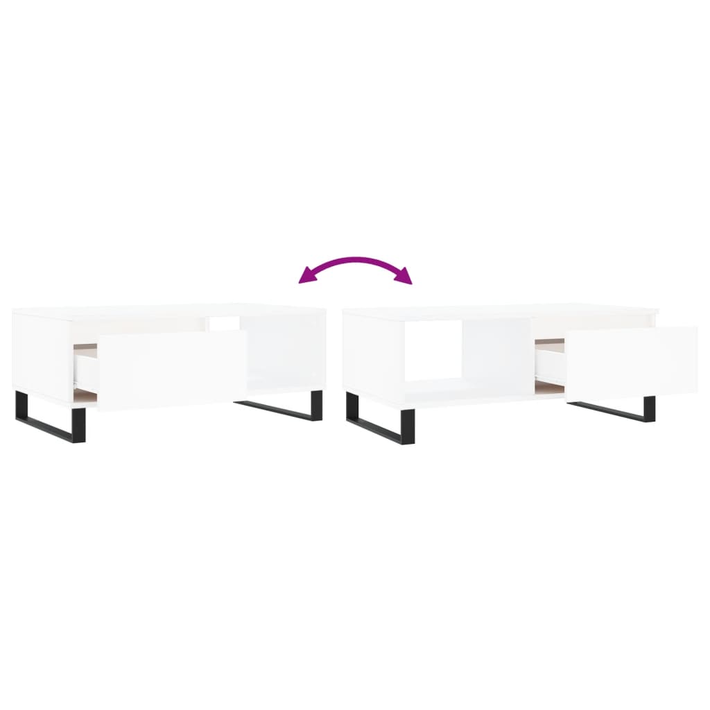 Măsuță de cafea, alb, 90x50x36,5 cm, lemn prelucrat