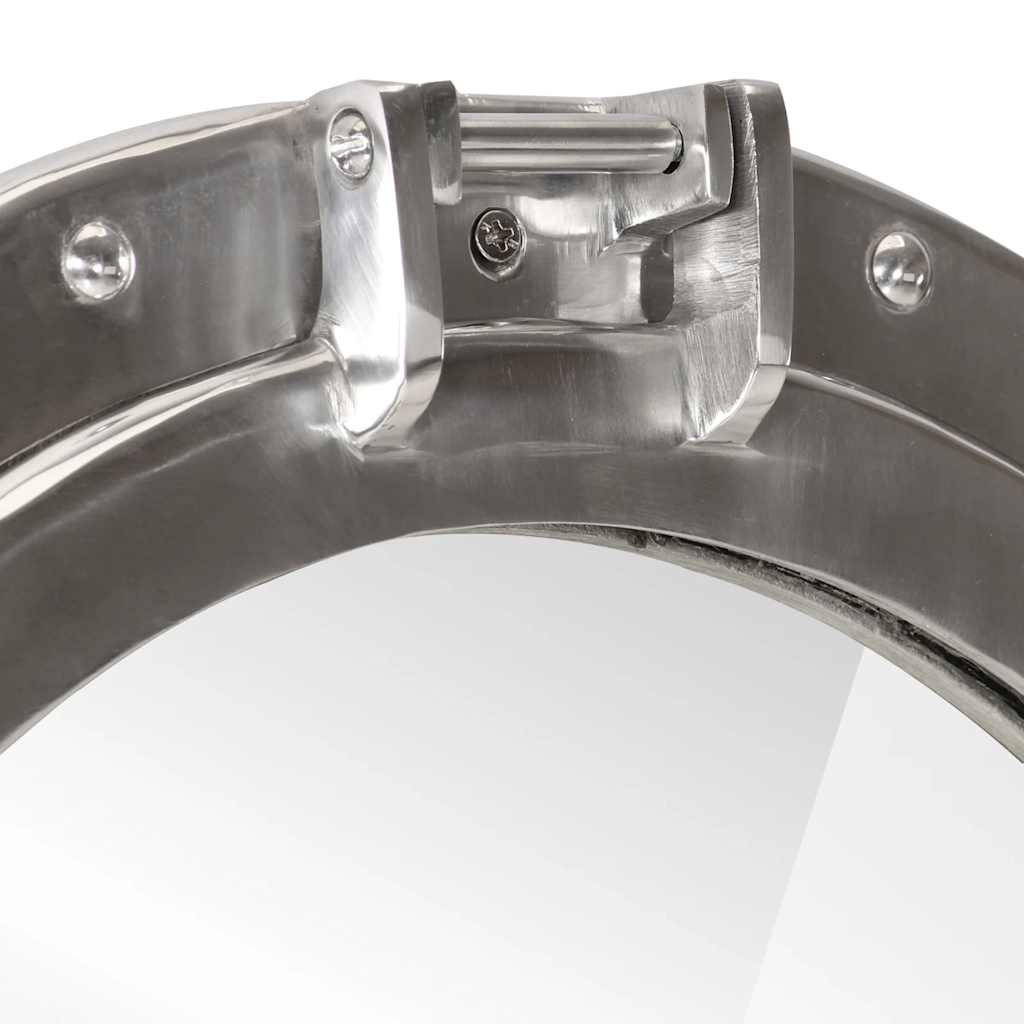 Oglindă hublou de perete, Ø23 cm, aluminiu și sticlă