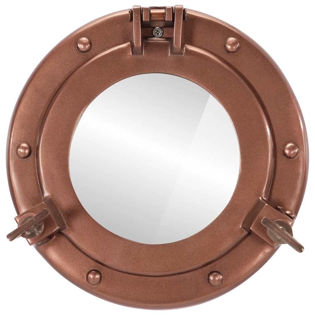 Oglindă hublou de perete, Ø50 cm, aluminiu și sticlă