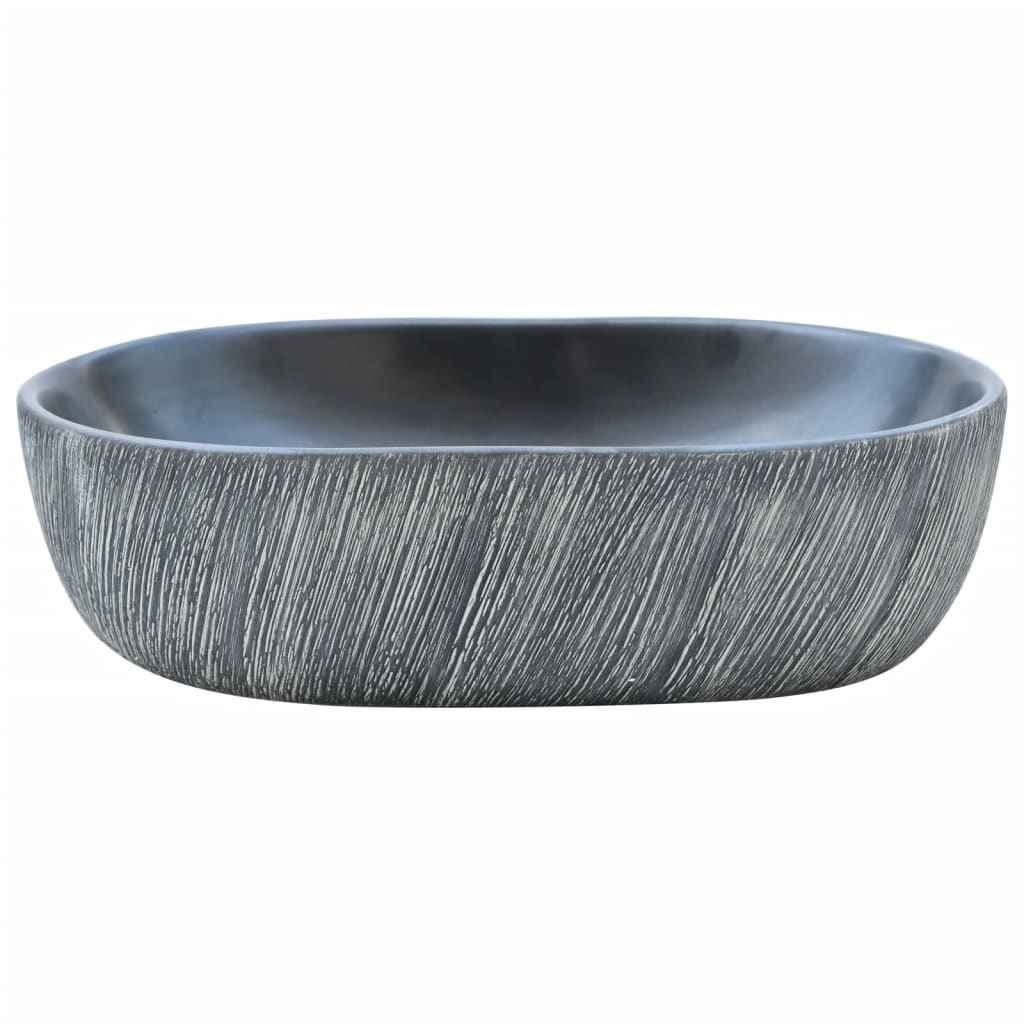 Lavoar de blat, negru și gri, 47x33x13 cm, ceramică, oval