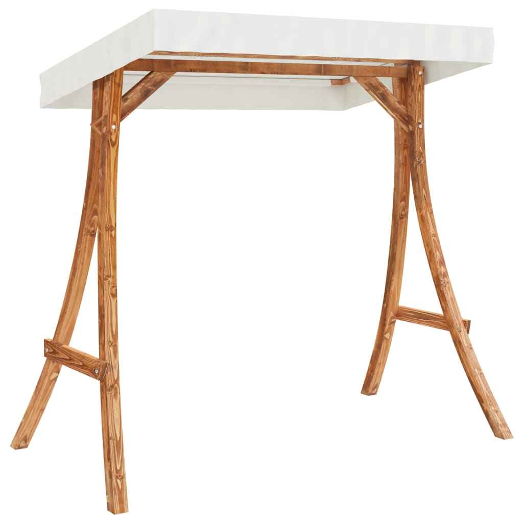 Bancă balansoar cu baldachin, lemn masiv molid finisaj din tec