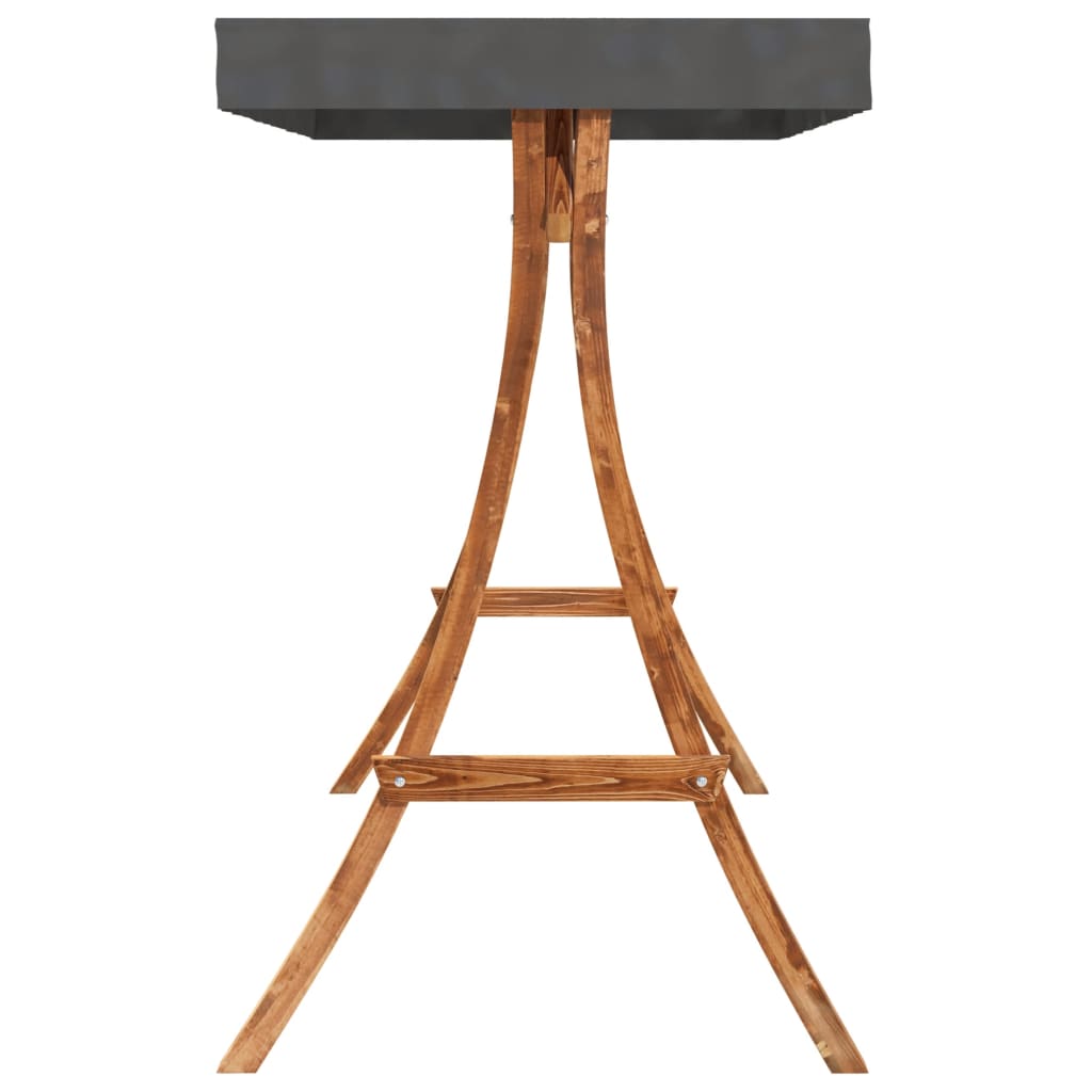 Bancă balansoar cu baldachin, lemn masiv molid finisaj din tec