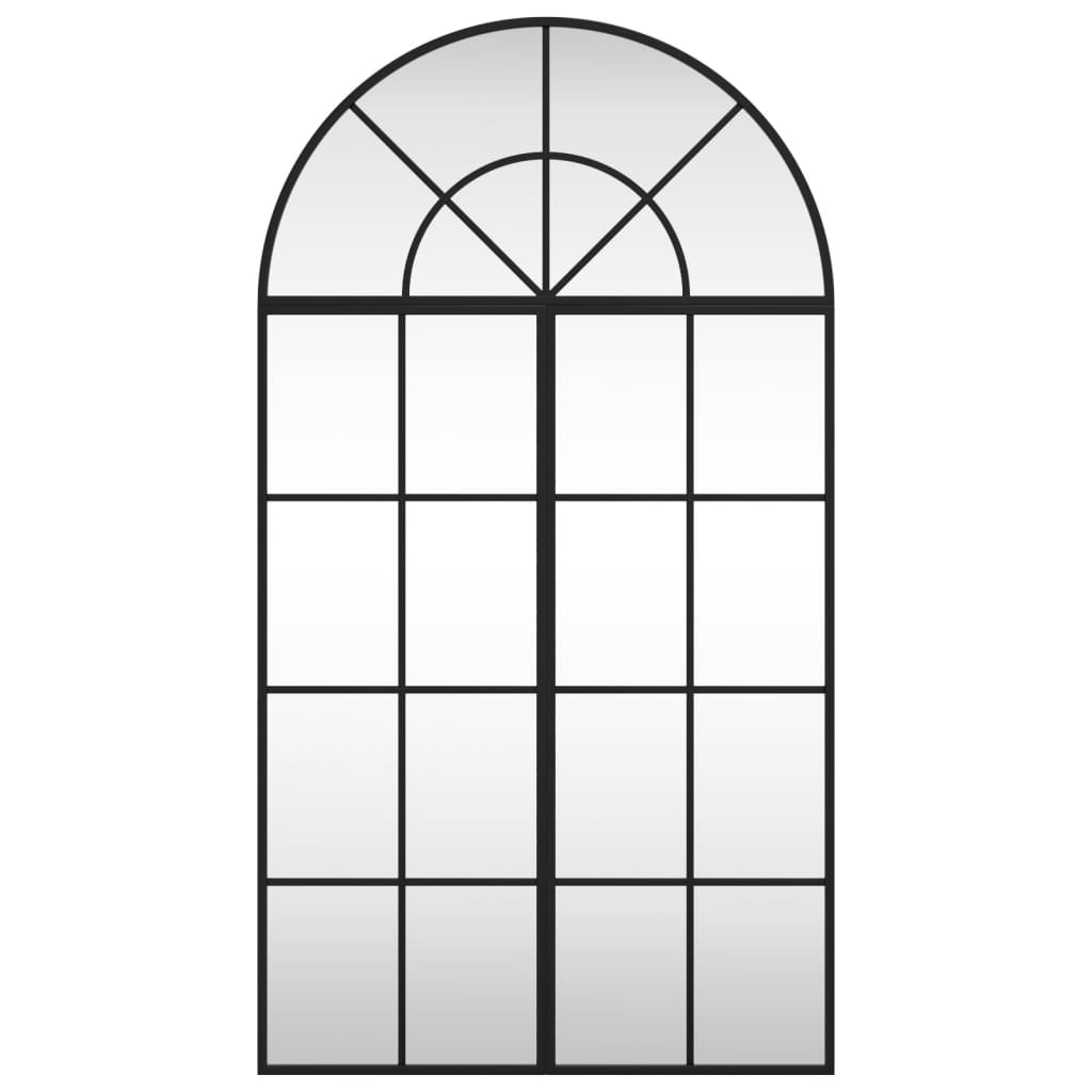 Oglindă de perete, negru, 60x110 cm, arcuită, fier