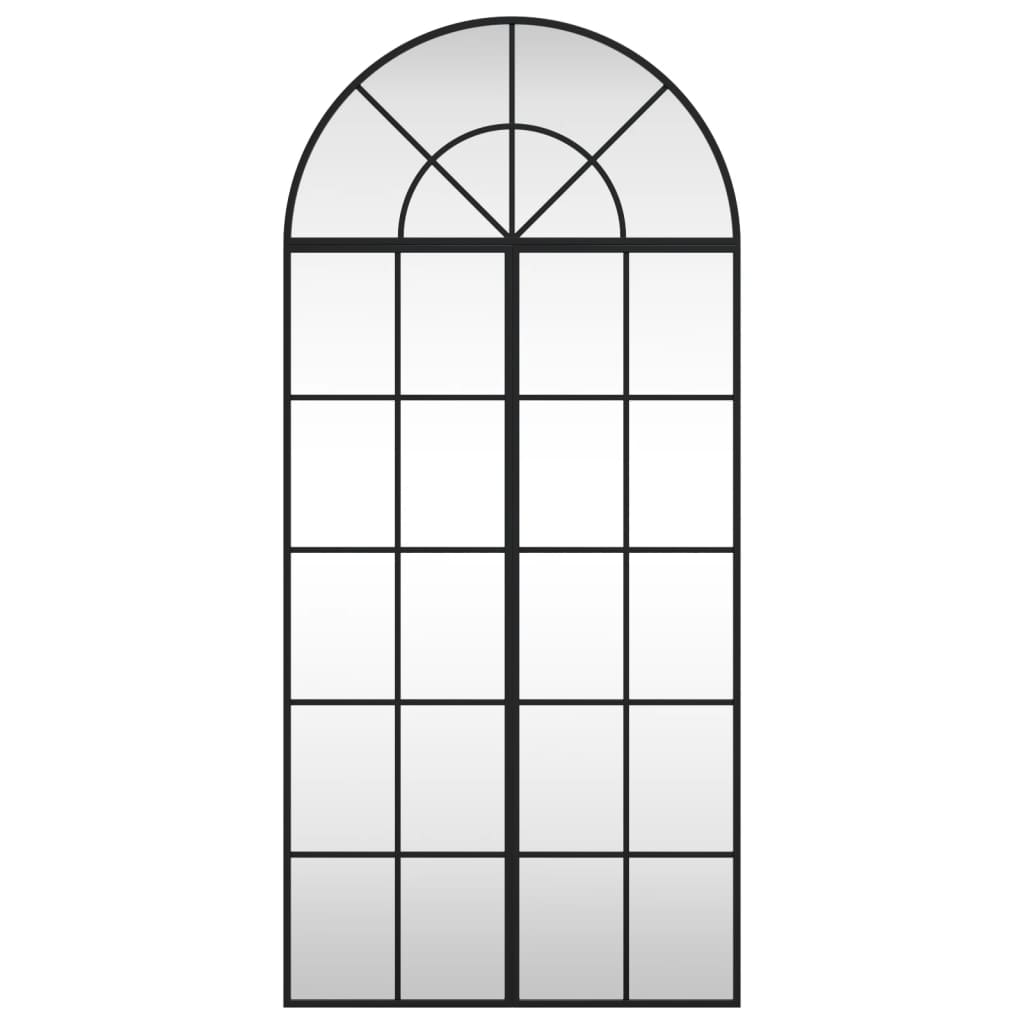 Oglindă de perete, negru, 60x100 cm, arcuită, fier