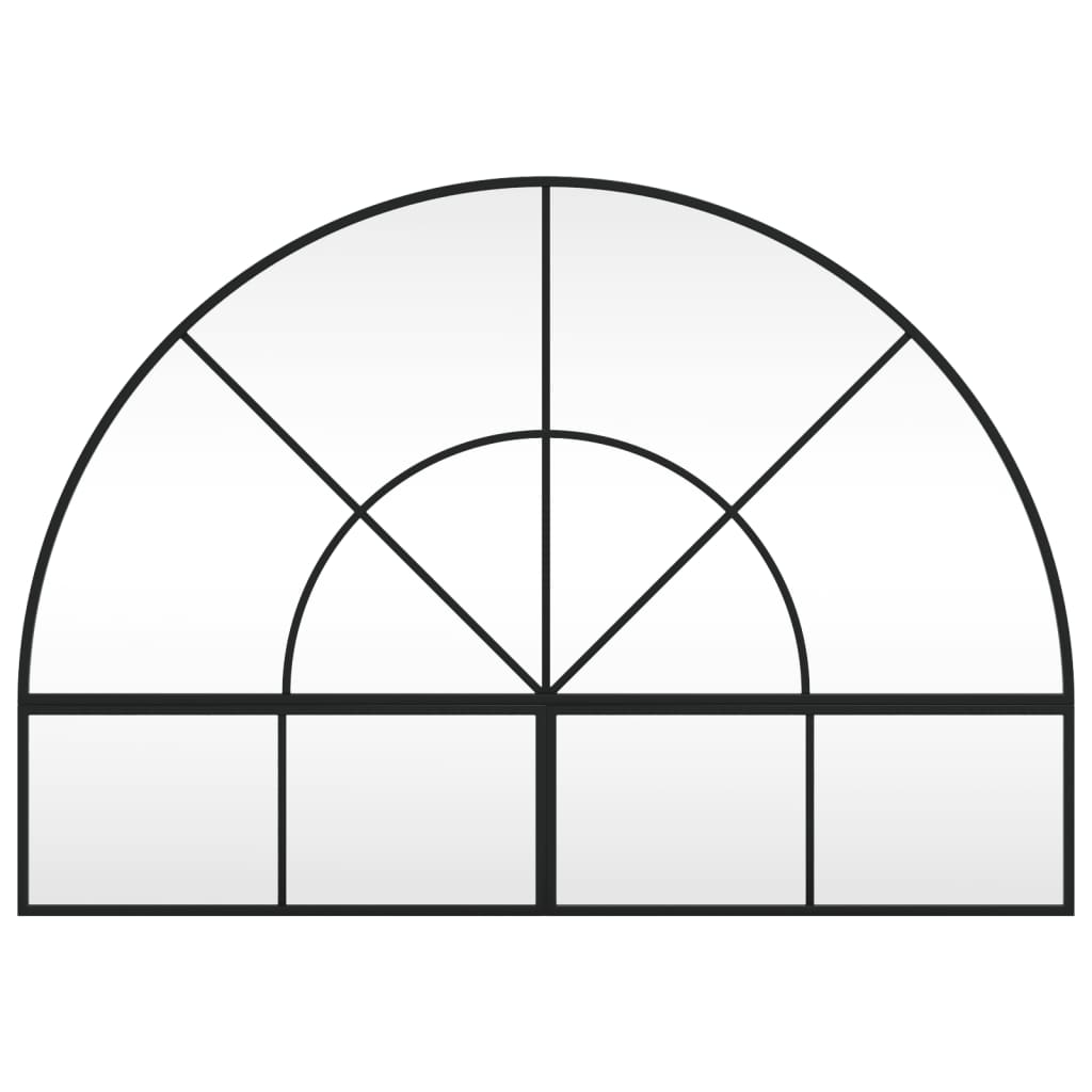 Oglindă de perete, negru, 100x70 cm, arcuită, fier