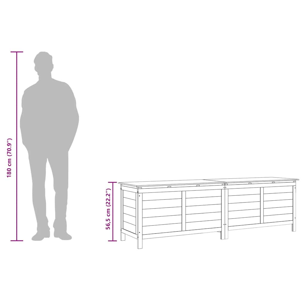 Ladă depozitare de grădină alb 198,5x50x56,5 cm lemn masiv brad