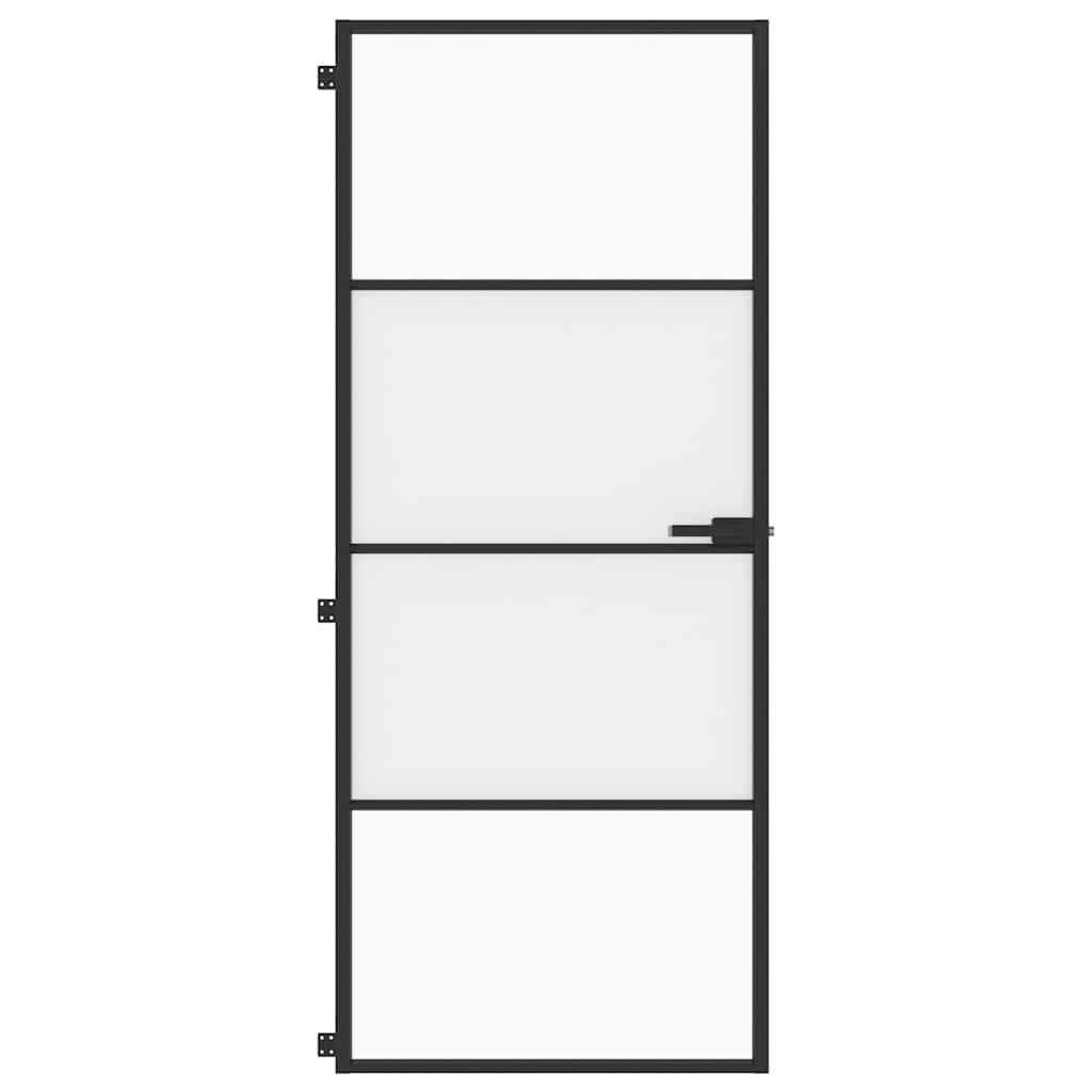 Ușă de interior negru 83x201,5 cm sticlă securiz./aluminiu slim