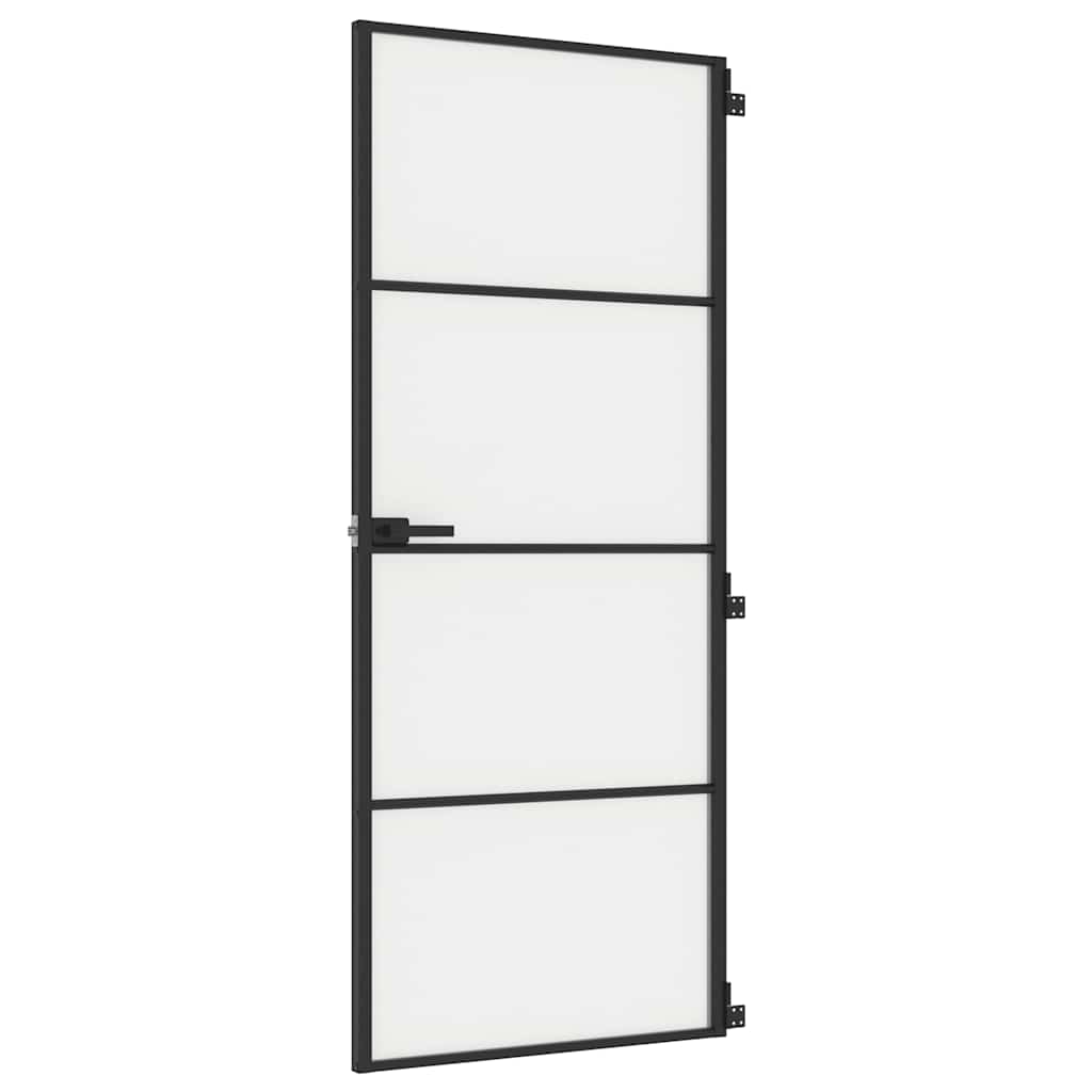 Ușă de interior negru 83x201,5 cm sticlă securiz./aluminiu slim