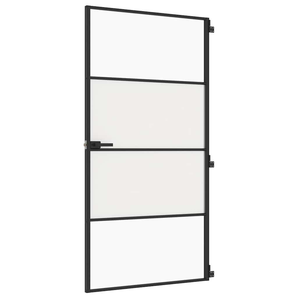Ușă interior negru 102,5x201,5 cm sticlă securiz./aluminiu slim