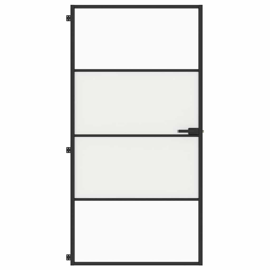 Ușă interior negru 102,5x201,5 cm sticlă securiz./aluminiu slim