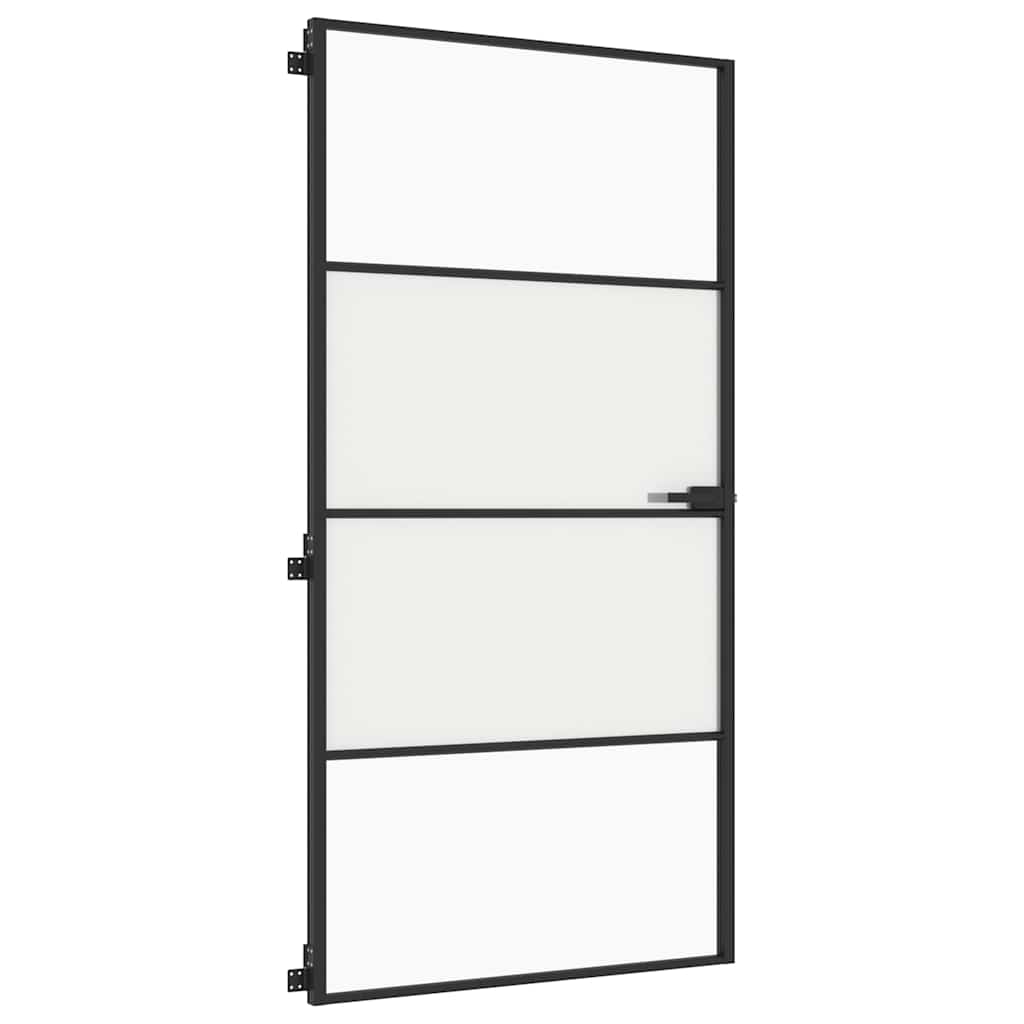 Ușă interior negru 102,5x201,5 cm sticlă securiz./aluminiu slim