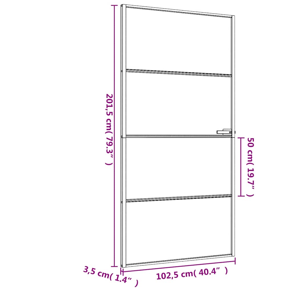 Ușă interior negru 102,5x201,5 cm sticlă securiz./aluminiu slim