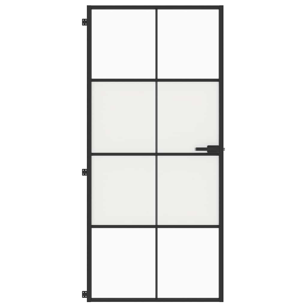 Ușă de interior negru 93x201,5 cm sticlă securiz./aluminiu slim