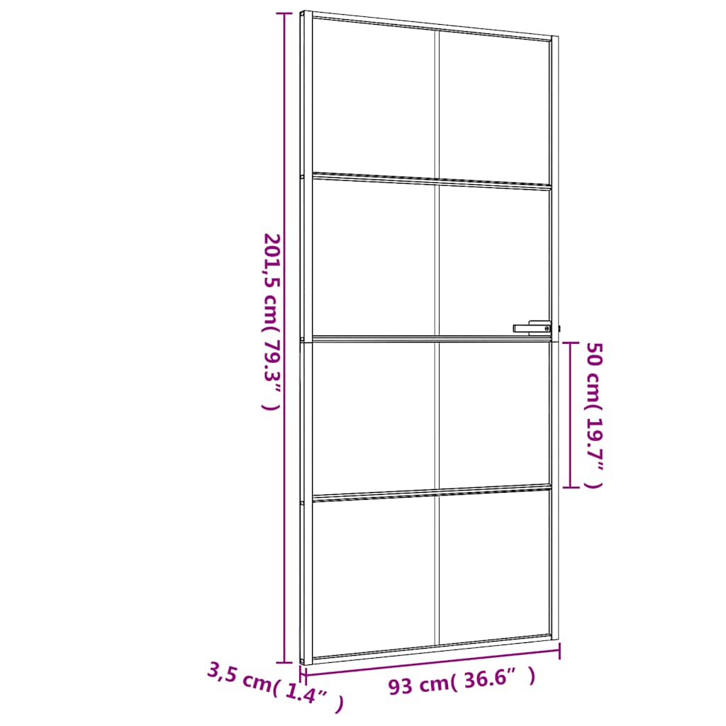 Ușă de interior negru 93x201,5 cm sticlă securiz./aluminiu slim
