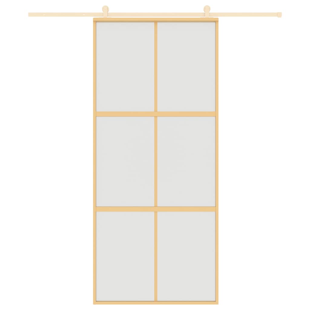 Ușă glisantă, auriu, 90x205 cm, sticlă ESG mată și aluminiu