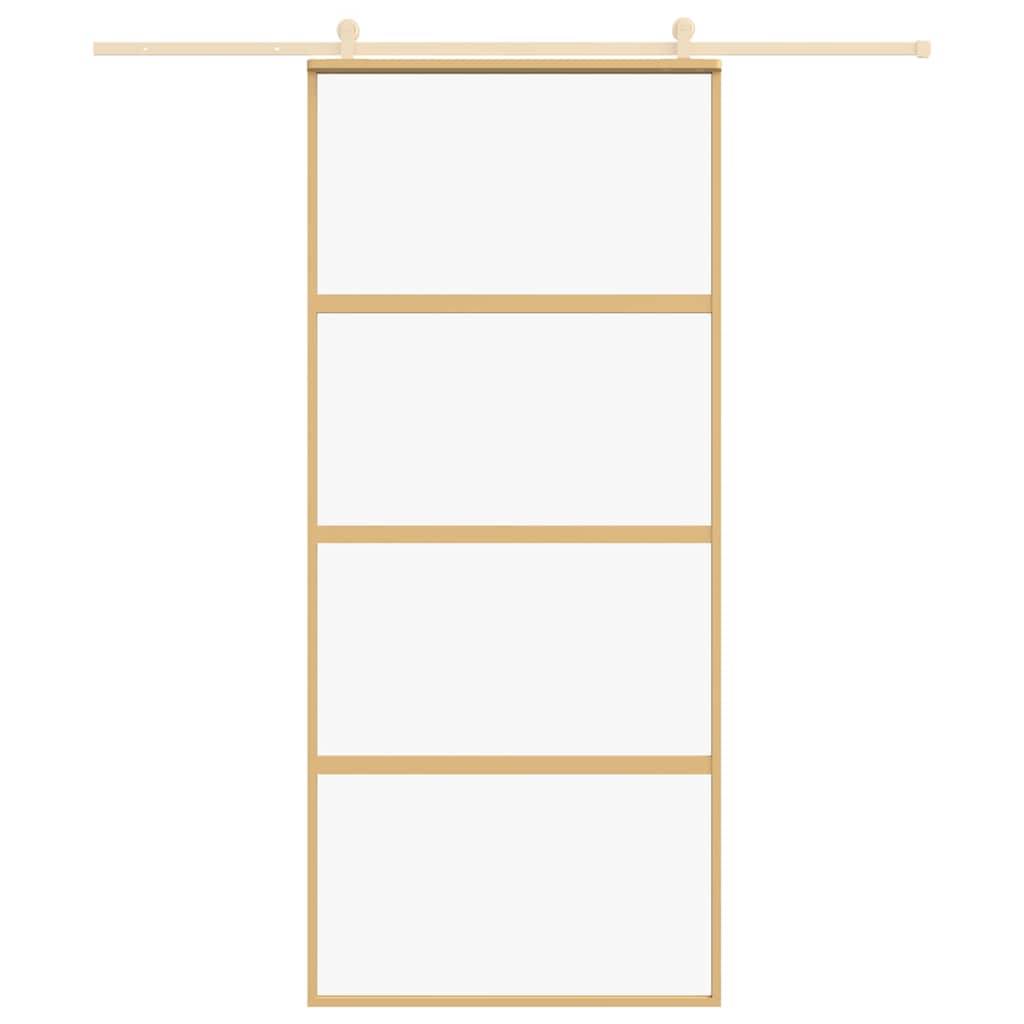 Ușă glisantă, auriu, 90x205 cm, sticlă ESG mată și aluminiu