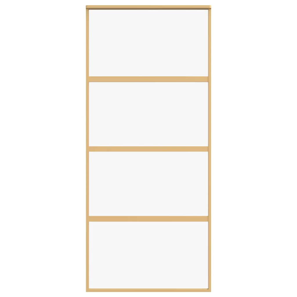 Ușă glisantă, auriu, 90x205 cm, sticlă ESG mată și aluminiu