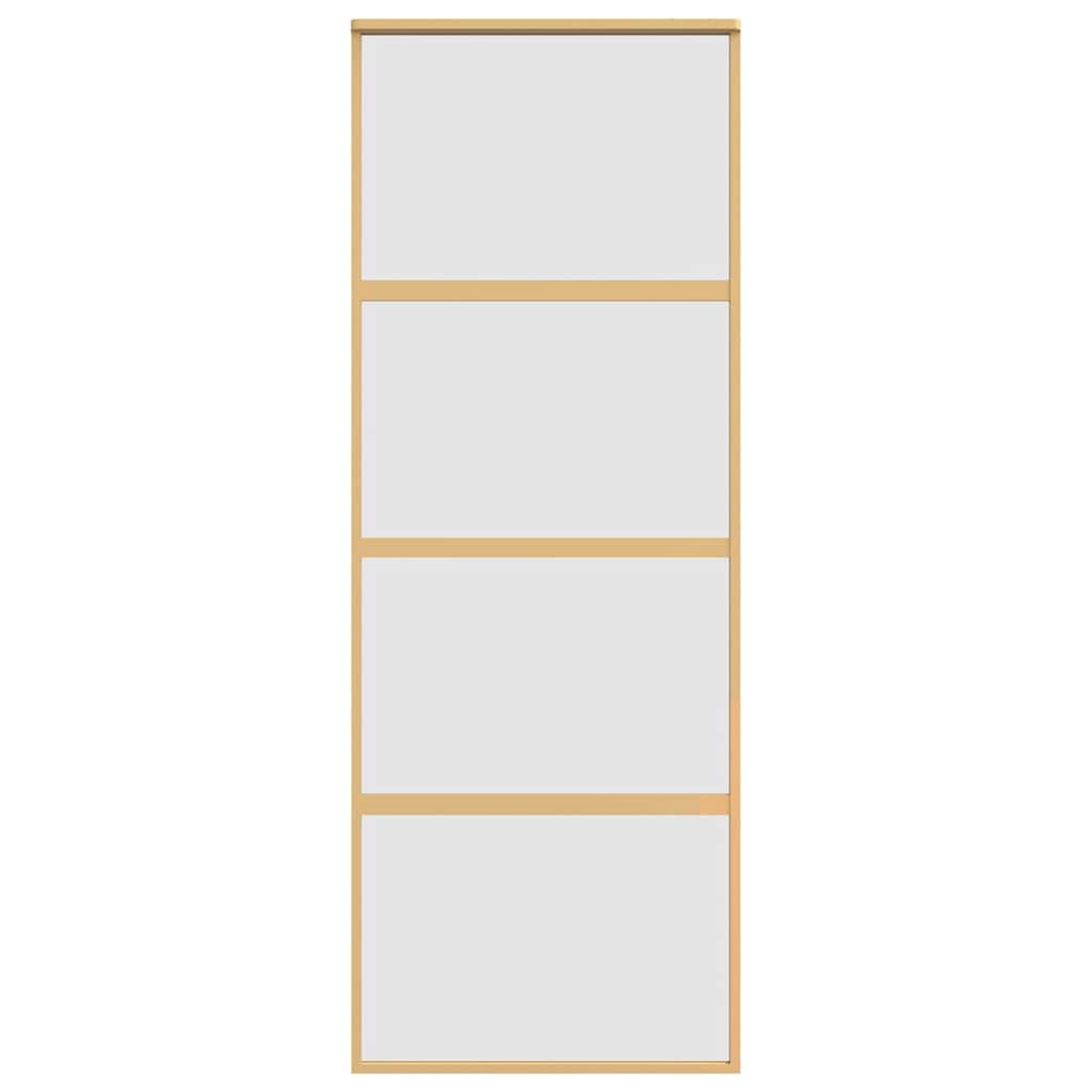 Ușă glisantă, auriu, 76x205 cm, sticlă ESG mată și aluminiu
