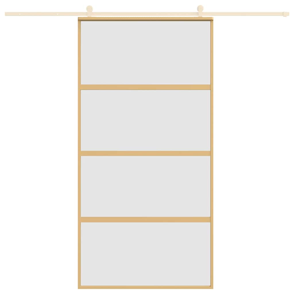 Ușă glisantă, auriu, 102,5x205 cm, sticlă ESG mată și aluminiu