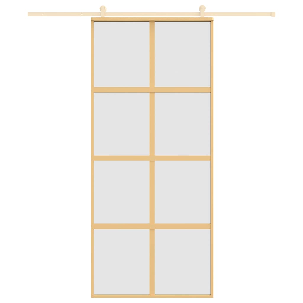 Ușă glisantă, auriu, 90x205 cm, sticlă ESG mată și aluminiu