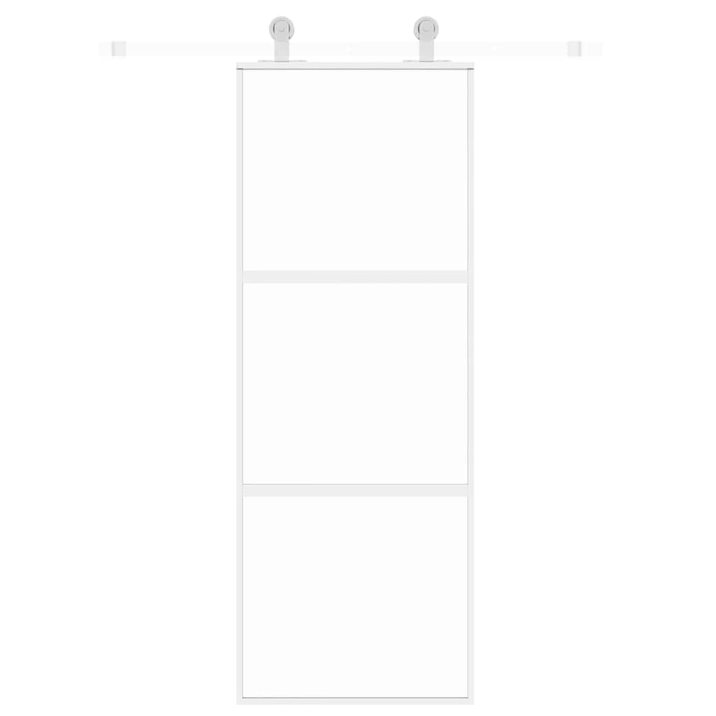 Ușă glisantă, alb, 76x205 cm, sticlă securizată/aluminiu