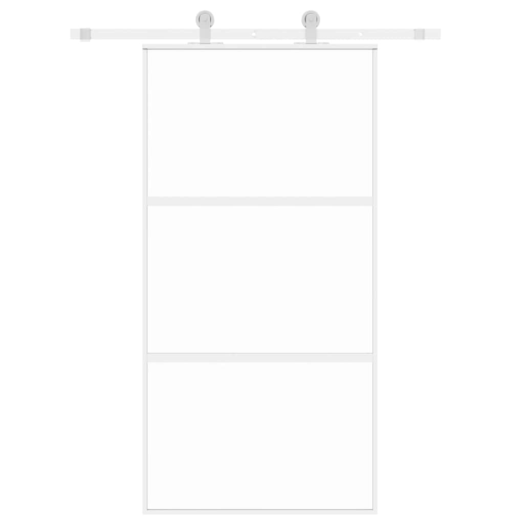 Ușă glisantă, alb, 102,5x205 cm, sticlă securizată/aluminiu