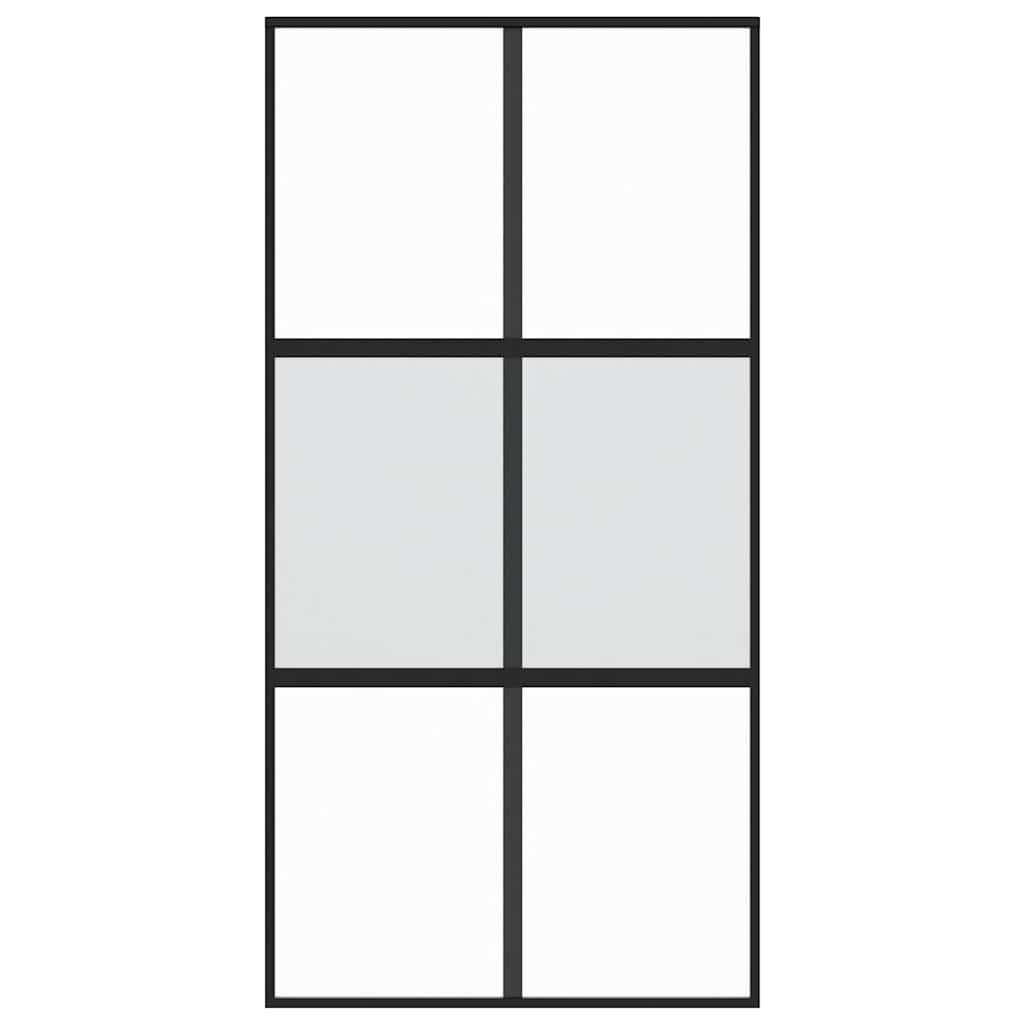 Ușă glisantă, negru, 102,5x205 cm, sticlă securizată/aluminiu