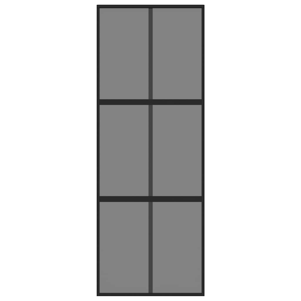 Ușă glisantă, negru, 76x205 cm, sticlă securizată și aluminiu