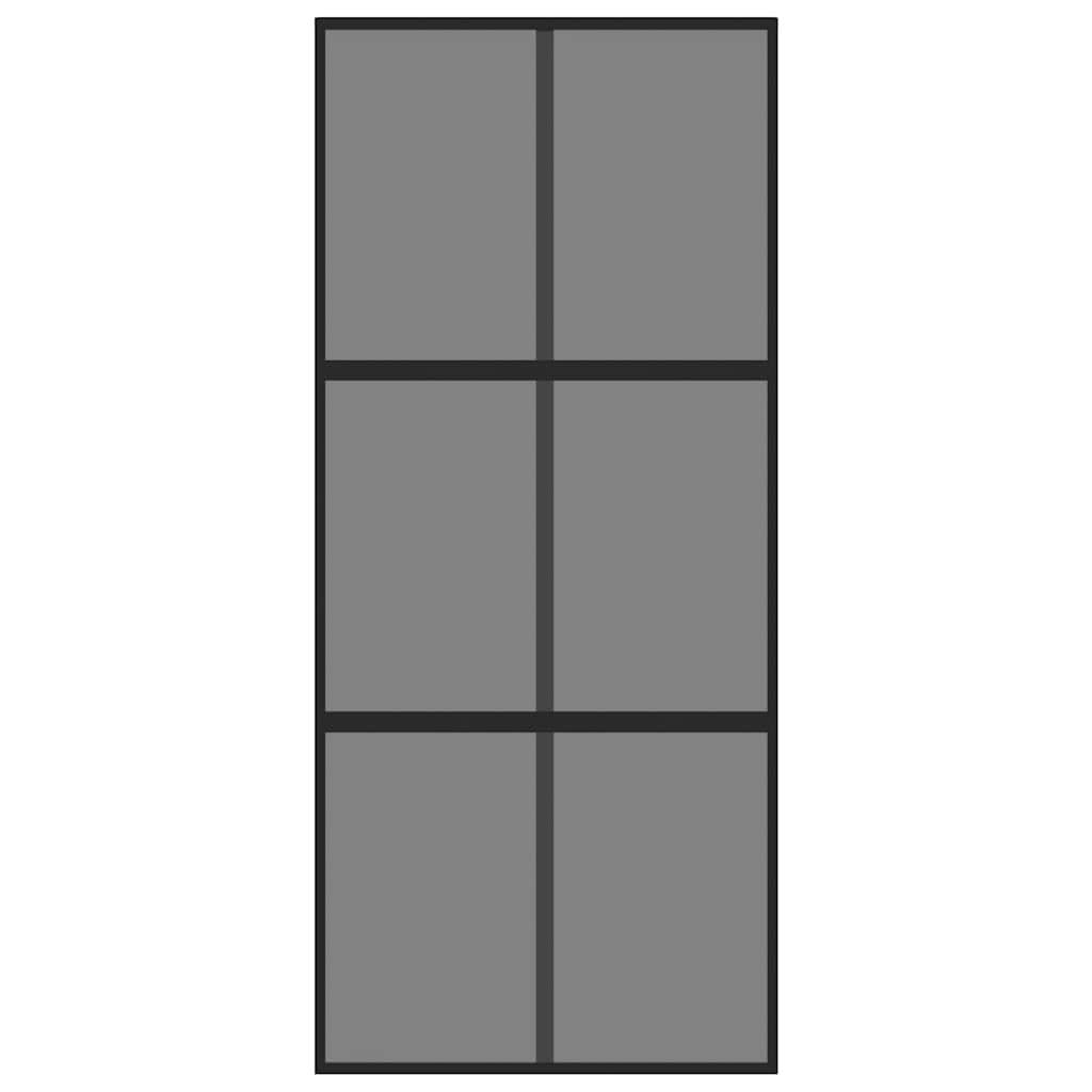 Ușă glisantă, negru, 90x205 cm, sticlă securizată și aluminiu