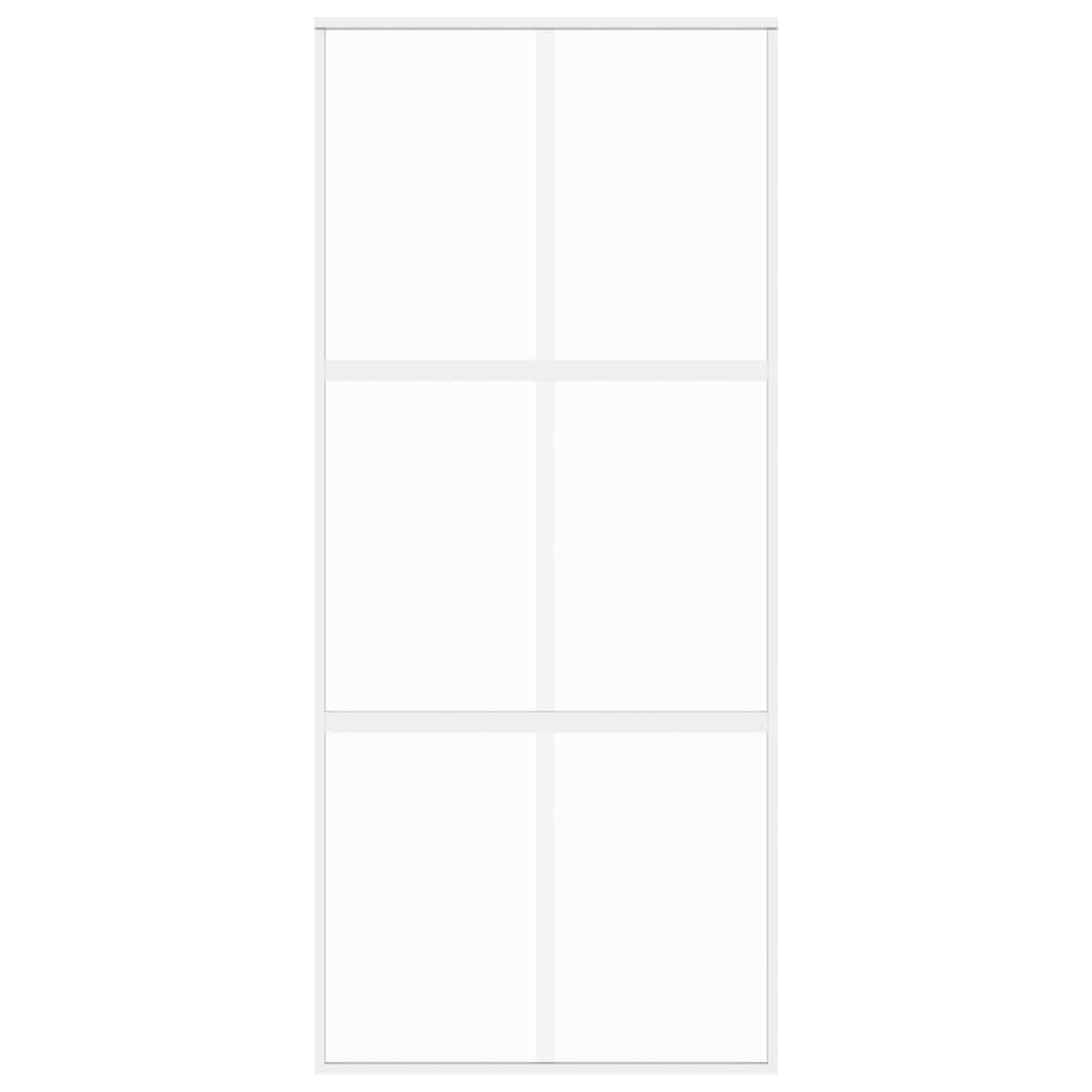 Ușă glisantă, alb, 90x205 cm, sticlă securizată/aluminiu