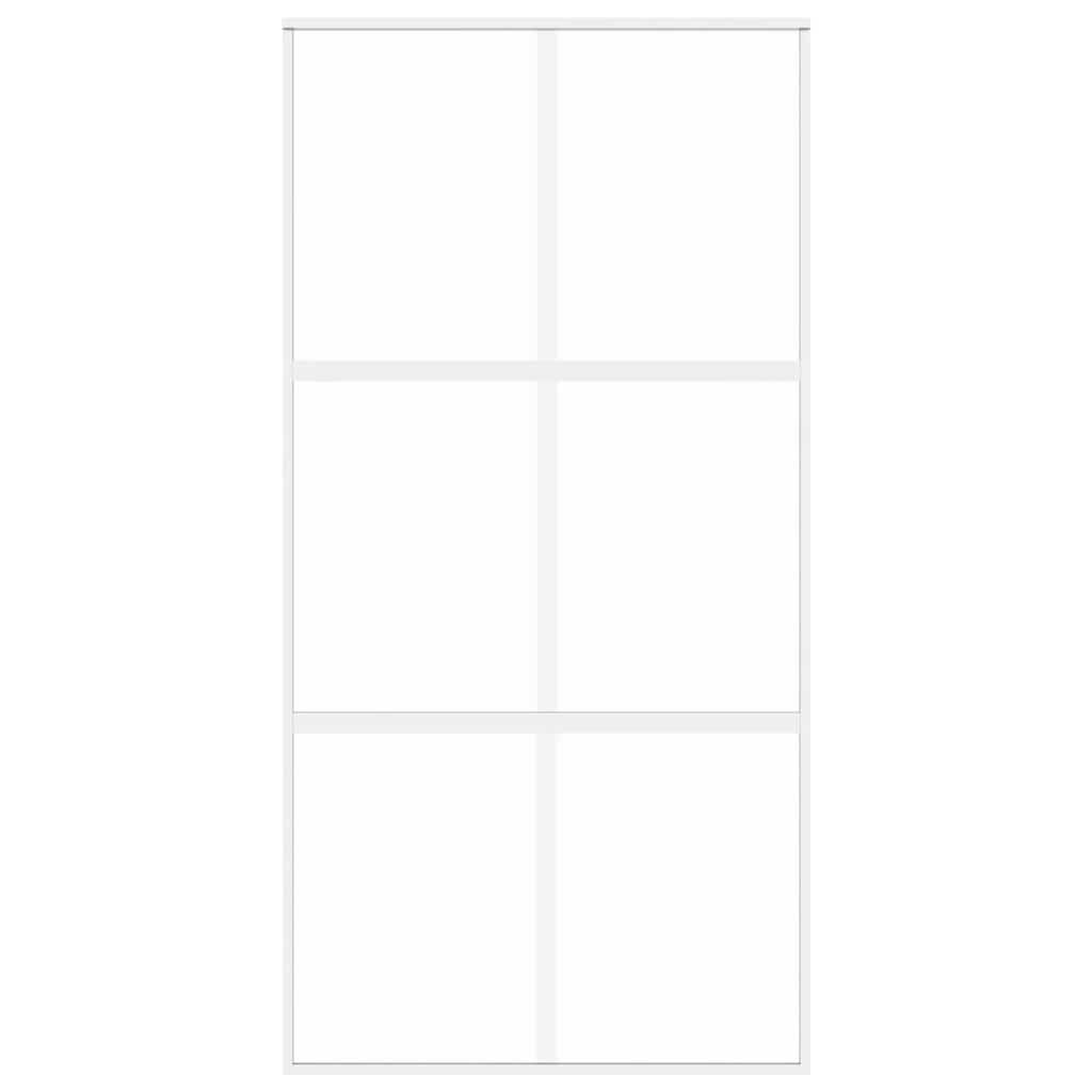 Ușă glisantă, alb, 102,5x205 cm, sticlă securizată/aluminiu
