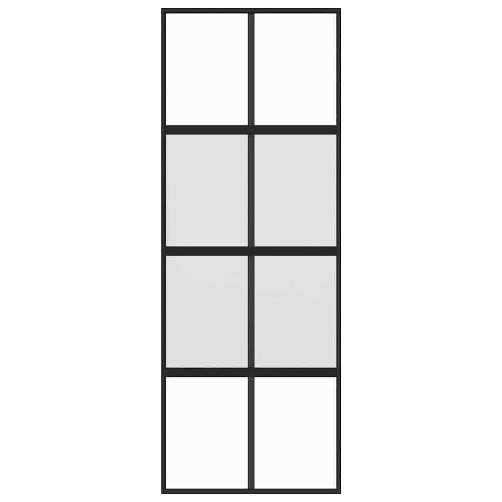 Ușă glisantă, negru, 76x205 cm, sticlă securizată și aluminiu