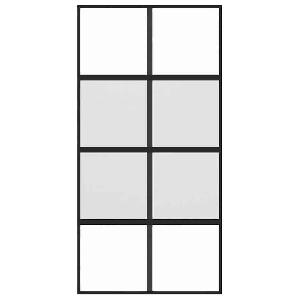 Ușă glisantă, negru, 102,5x205 cm, sticlă securizată/aluminiu