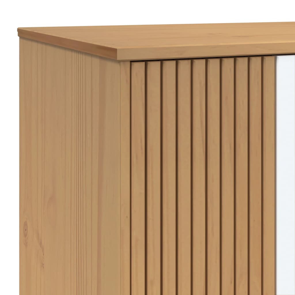 Șifonier "OLDEN", alb/maro, 76,5x53x172 cm, lemn masiv pin