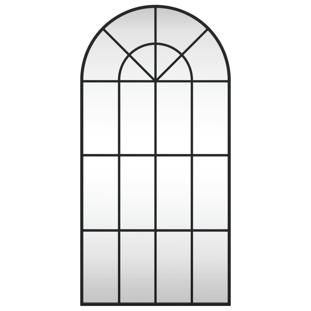 Oglindă de perete, negru, 50x100 cm, arcuită, fier